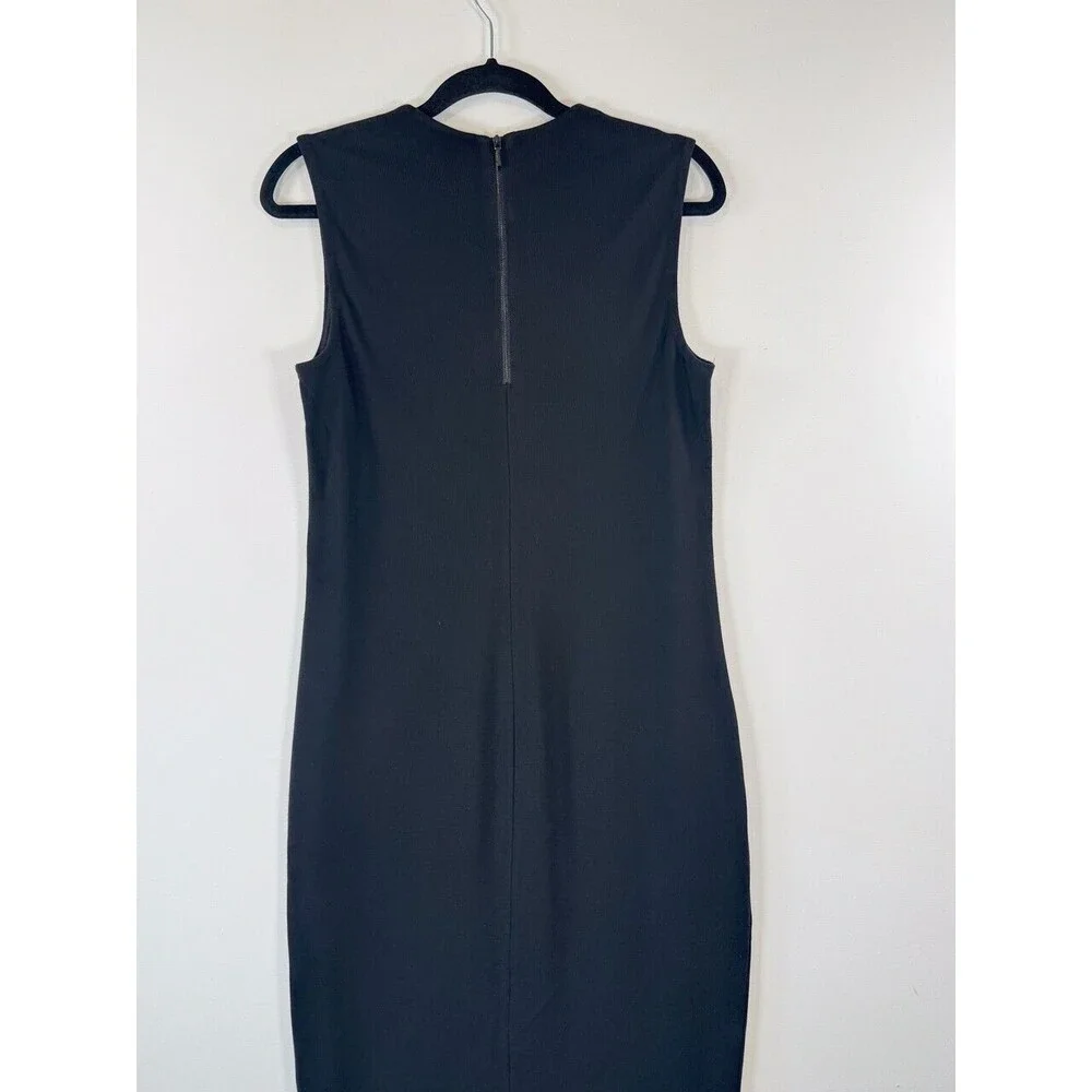 Vince Womens Dress Black Sheath Midi Sleeveless Knit Zip Back Stretch Large - Picture 7 of 10